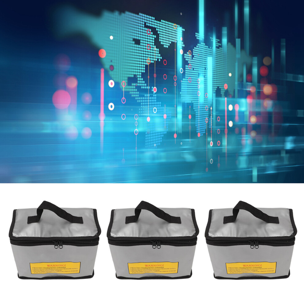 3Pcs Fireproof Lipo Battery Safe Bag Large Capacity Pvc Fiber Storage With Zipper 4051381972932