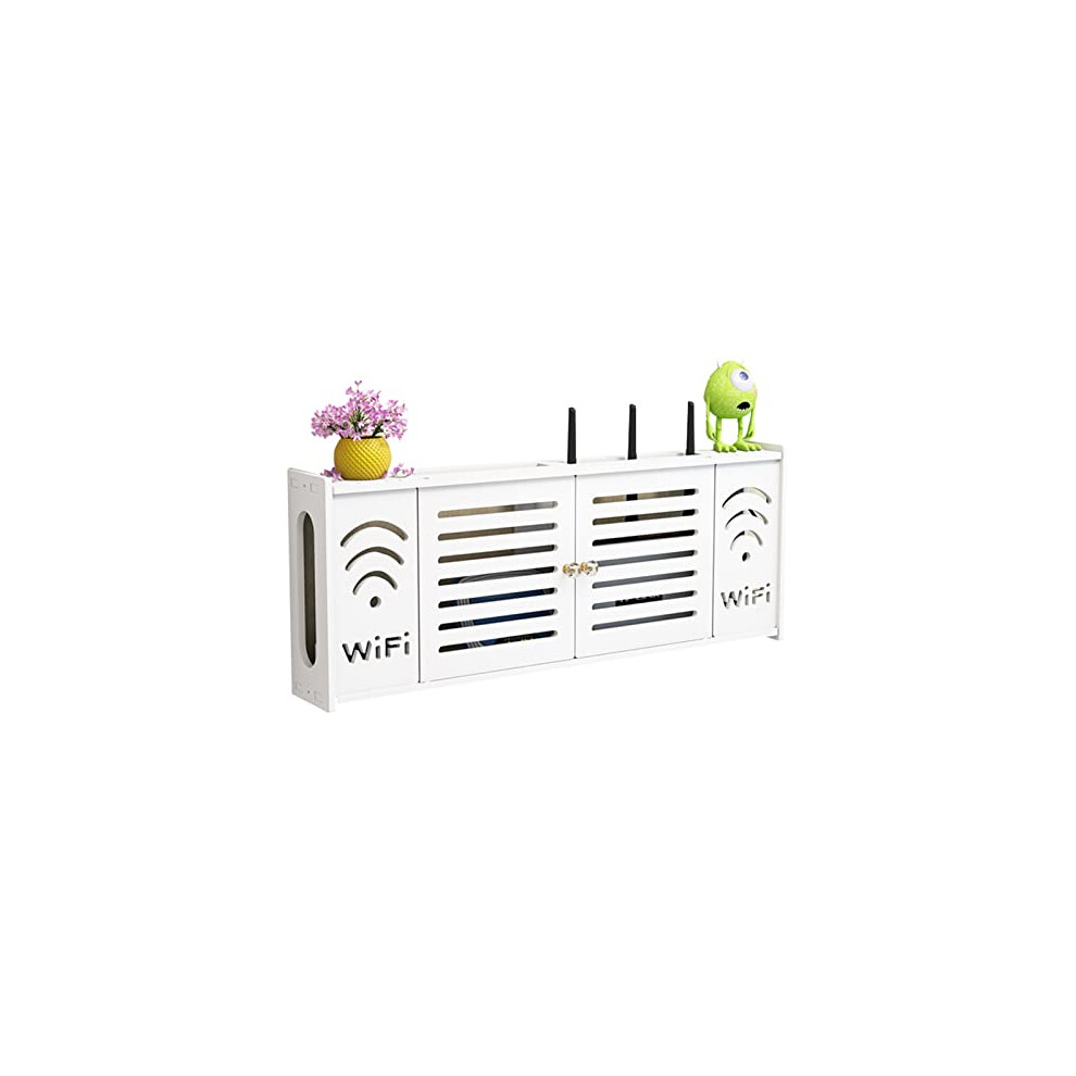Wall Mounted Router Shelf With Cable Management, Wifi Storage Box For Projector And Set Box 9187378007259