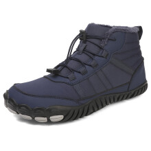 Winter Snow Boots Unisex Ankle Waterproof Fuzzy Warm Lining AntiSlip Hiking Shoes Blue UK 8