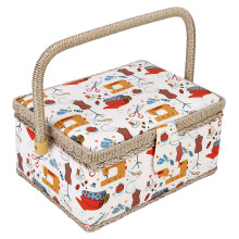 Portable Sewing Supplies, Vintage Sewing Basket With Ergonomic Handle And Generous Storage Compartments For Quilting And Mending, Complete Sewing Kit