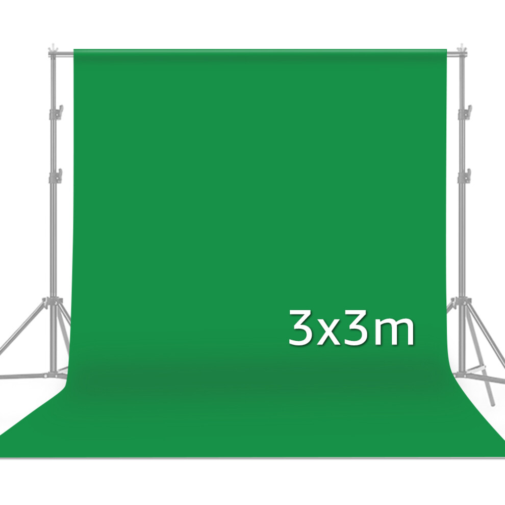 3M X 3M Screen Backdrop 10Ft Seamless Washable Polyester-Cotton Green 7641379806720