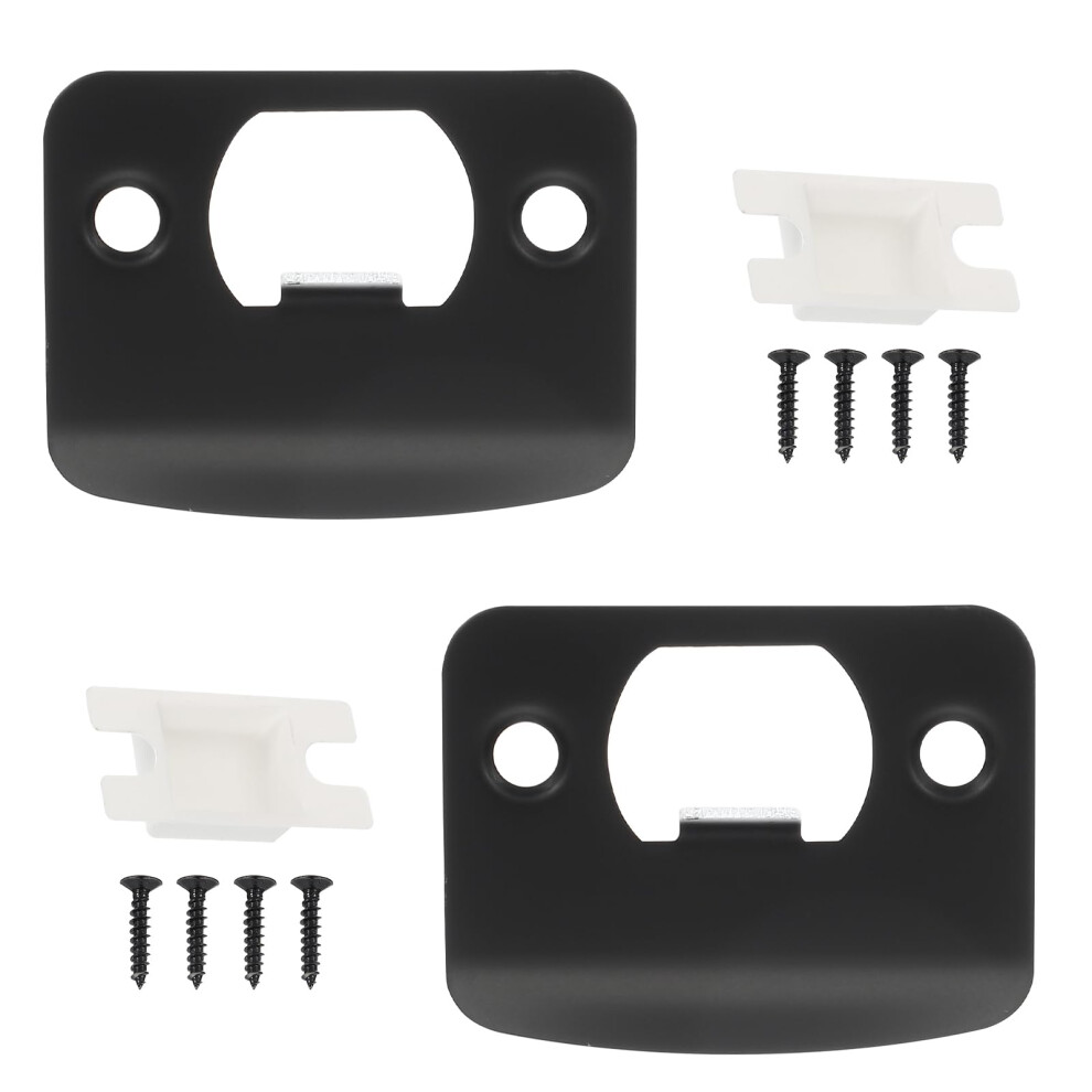 Stainless Steel Door Strike Plate Set For Exterior Deadbolt Security Black Pack Of 2 9094768019849