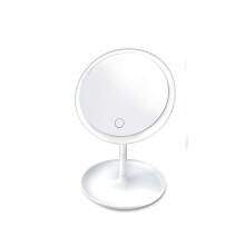 Makeup Mirror LED Lighted USB Powered Desktop Vanity Mirror With Storage Rotating 360 Degree Dimmable