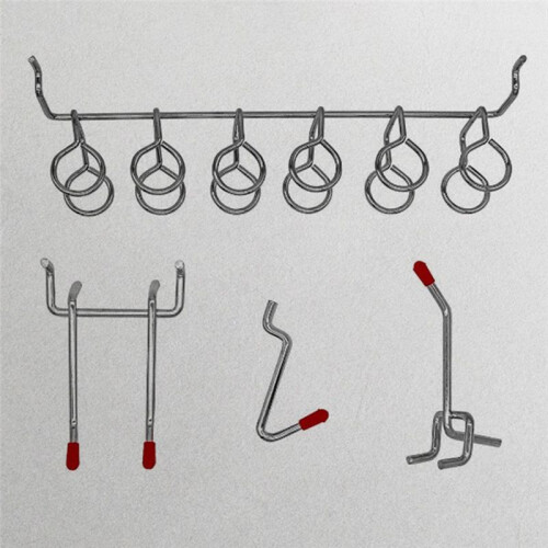 114 Pcs Peg Board Hooks Assortment with Metal Hooks Sets, Hole Plate Bins, Peg Locks for Organizing Storage System Tools 1