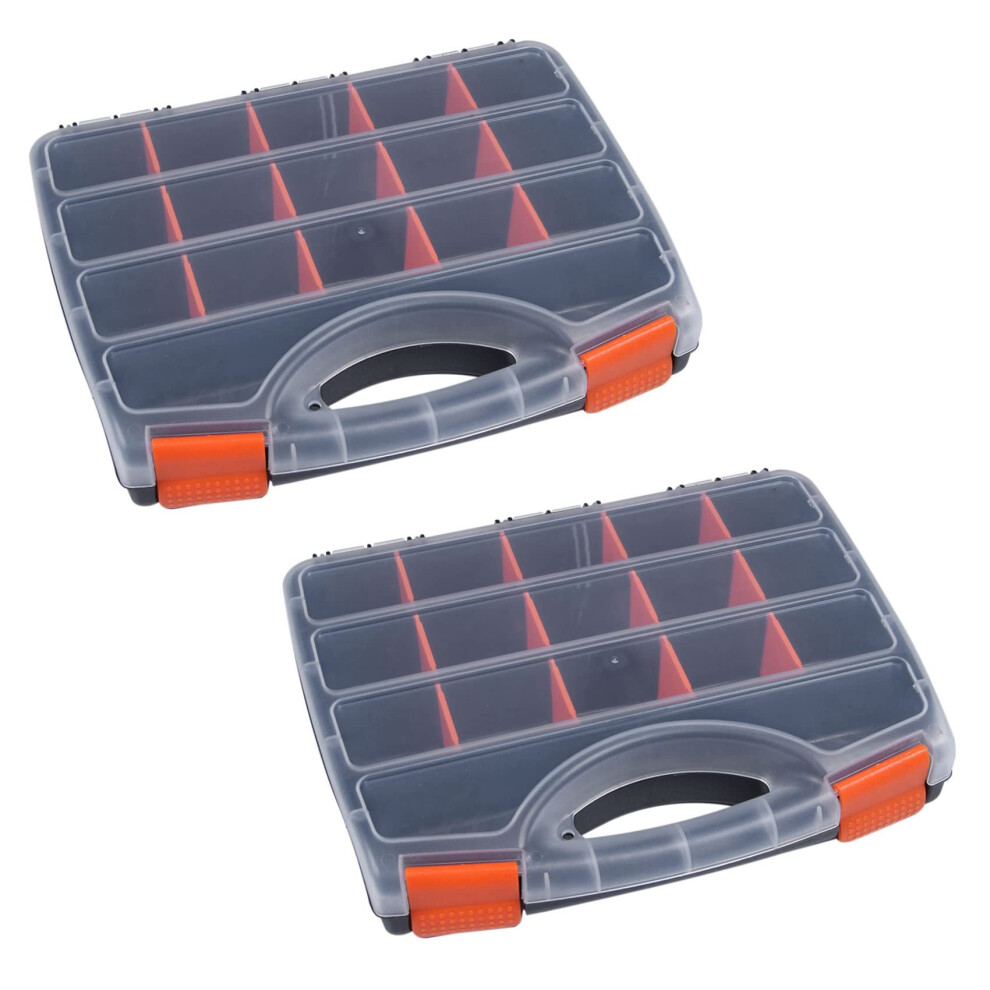 2X Tool Storage Box With Secure Latching, Durable Plastic Organizer For Hardware Screws And 9094768020098