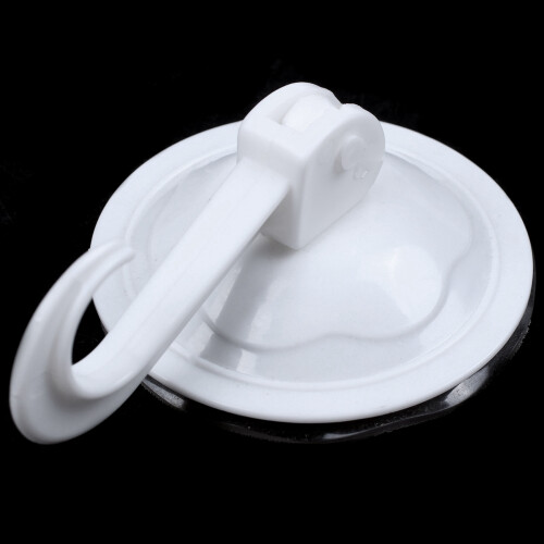 5X Household Wardrobe White Plastic 7cm Dia Suction Cup Single Hook Wall Hangers 2