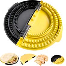 3in1 Tortilla Press and Quesadilla Maker, Triple Size 10' 8' 6', LeakProof Seal, Detachable, Yellow Black