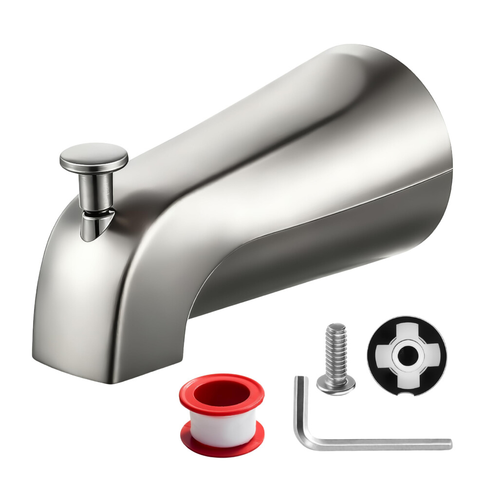 Brushed Nickel Tub Spout With Diverter, Easy Slipon Bathtub Spout For 1/2 Inch Copper Pipe 9199774795647
