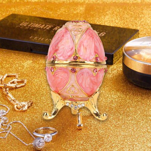Αυγό Faberge σε vintage στυλ, κουτί κοσμημάτων με αρθρωτό σχεδιασμό και ανθεκτικό και 2