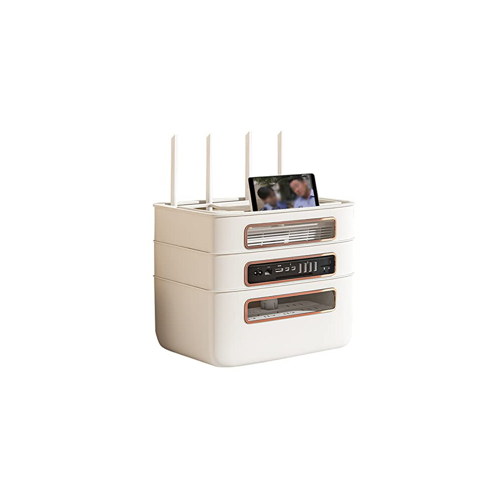 Wifi Router Storage Box With Ventilation, Wall Mounted Shelf For Tv Box, Remotes, 31.5X22x26cm 9094768021996