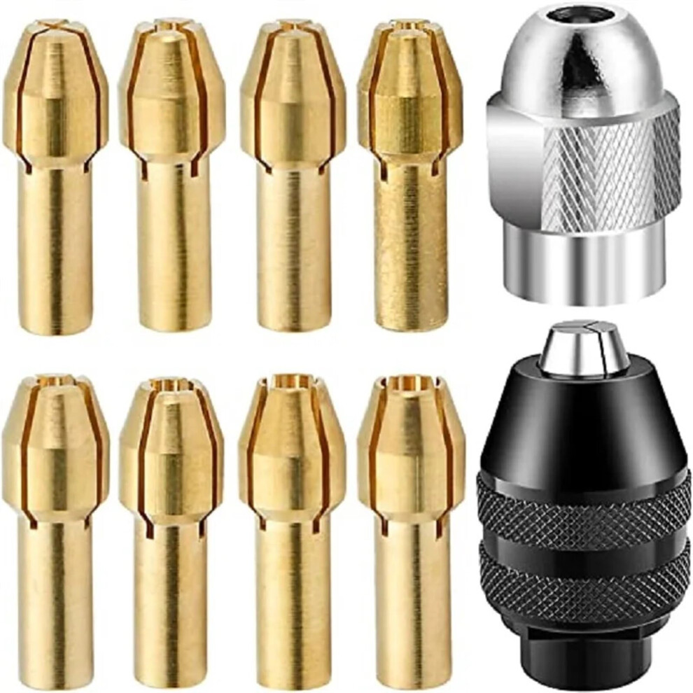 Brass Collet 10Piece Drill Chuck Replacement Kit For Toolbox Compatible With Standard Drill Chucks 9187378010242