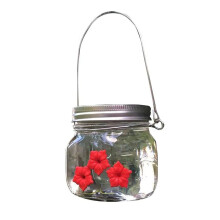 Hanging Hummingbird Feeder with Wide Mouth Lid for Outdoor Garden Birds, Metal 3Flower Design