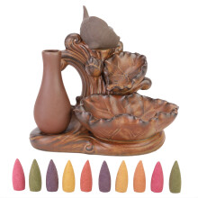 Arzător de tămâie cu design elegant, arzător de tămâie ceramică cu reflux lucrat manual, îmbunătățește calitatea vieții în timp ce