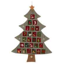 Calendrier de l'Avent réutilisable en lin avec décorations à suspendre, décoration festive pour la maison et les centres commerciaux.