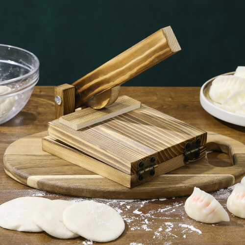 Wooden Tortilla Press and Dumpling Maker for Easy Wrapper Shaping and Consistent Thickness 1