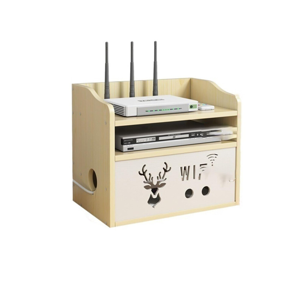 Cable Management Box Wooden Wifi Router Organizer 3Layer Ventilated Storage Cabinet Cherry Wood 9094768023778
