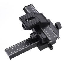 Makro-Fokussierschienen-Schlitten für DSLR-Kameras, 4-Wege-Präzisionsbewegung, leichtgängiger Zahnstangen- und Ritzel-Schlitten mit universeller