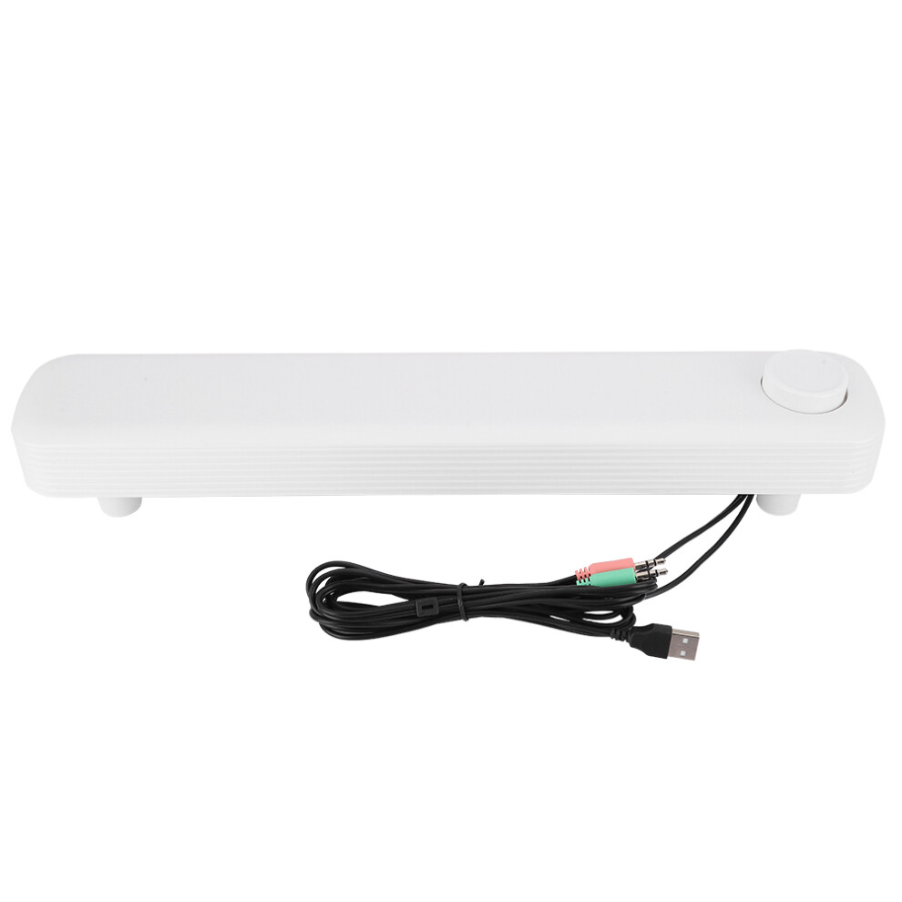 High-Quality Two-Channel Stereo Soundbar, Immersive Deep Bass Experience For Your Desktop Or Laptop, Elegant Design And Wide Compatibility (White) White 9176269496432