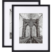 Classic Picture Frame, High Quality Materials Guaranteeing Longevity & Style, Display 16x20 without Mat or 12x16 with Mat Effortlessly, Black