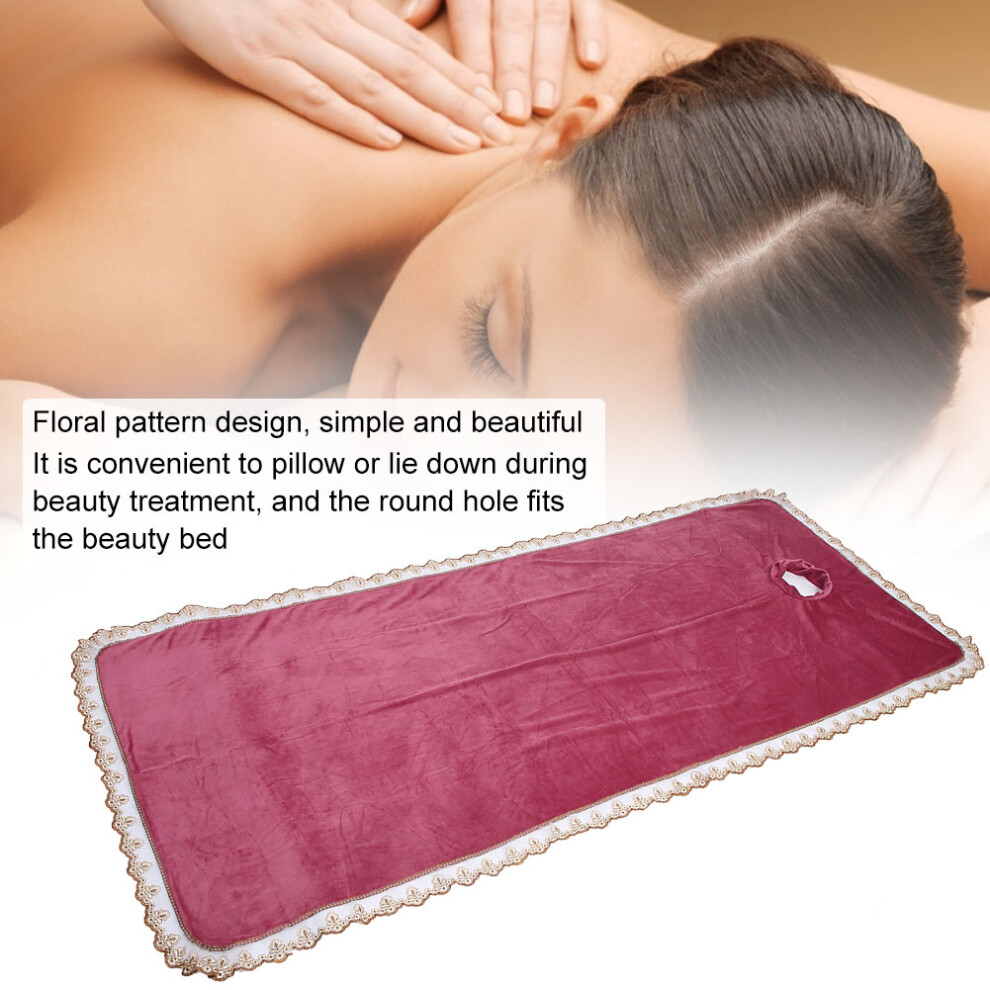 Spa Massage Bed Cover Sheet with Hole for Beauty Salon Purple Red Cotton