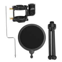 Desktop Microphone Stand With Professional Acoustic Filter, Condenser Microphone Shock Mount For Clear Recording And Foldable Tripod For Portability,