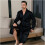 Men's Satin Bathrobe, Ice Silk, Thin Style, Oversized, Long Sleeves, Size M, Blue 3