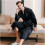 Men's Satin Bathrobe, Ice Silk, Thin Style, Oversized, Long Sleeves, Size M, Blue 4