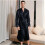 Men's Satin Bathrobe, Ice Silk, Thin Style, Oversized, Long Sleeves, Size M, Blue 2
