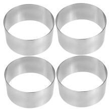 4Pcs Stainless Steel Cake Ring Set with Smooth Surface, OilResistant, Round Pastry Baking Molds