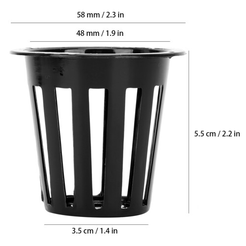 50Pcs Hydroponic Mesh Pots, 3.5cm Bottom, 5.5cm Height, Black 1