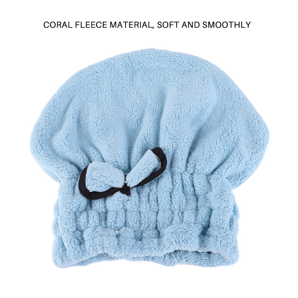 Blue/Coral Quick-Drying Fleece Shower Hat For Women & Girls