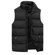 Cotton Lined Vest Unisex Winter Fashion Casual Plain Zip Collar Sleeveless 4XL Black