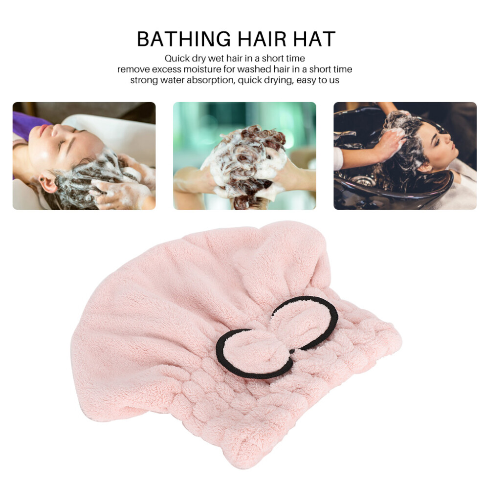 Coral/Pink Soft Fleece Shower Hat For Women - Quick Drying
