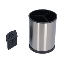 Elegante organizador giratório de utensílios, em aço inoxidável com acabamento anti-impressão digital, para uma bancada de cozinha organizada e