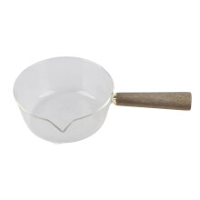 Microwave Safe Glass Milk Noodle Pan Faux Reindeer Antlers Inspired Design Portable Handle V Shaped Spout Heat Resistant Small Saucepan For Stovetop