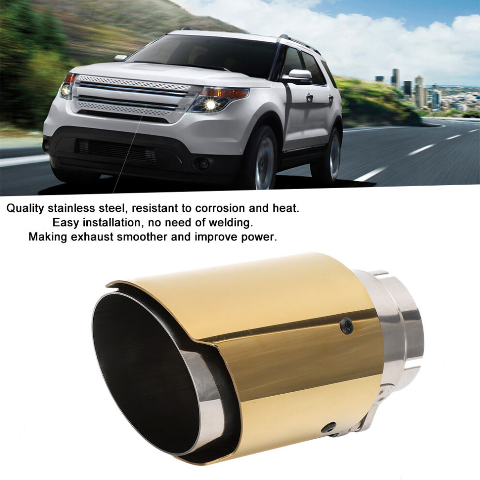 Universal Stainless Steel Car Exhaust Tail Tip 63Mm Inlet, 89Mm Outlet Golden 6931382665669