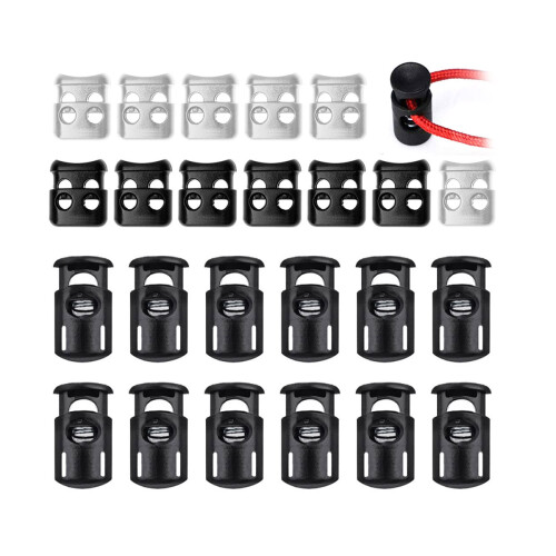 Zipper Pull Ends, Cord Locks for Drawstring with Elastic Bungee Cord, Spring Toggle Stopper, Heavy Duty POM Plastic, Machine-Washable Polypropylene