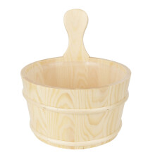 Sauna Bucket And Ladle Set Handmade From Cedar Wood Natural Handle Water Resistant Inner Liner Eco Friendly Practical Sauna Room Essential For Steam