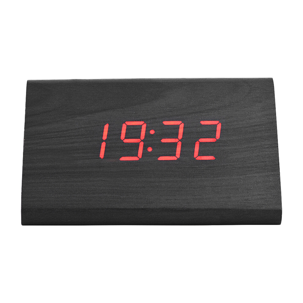 Adjustable Brightness Wooden Alarm Clock, Smart Led Digital Clock With Voice Control Temperature Detect Humidity Displaying Modern Design Dual Alarms 9012494809183