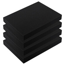 Foam Inserts For Tool And Cases, 4Piece Set, PreCut Grid, ShockAbsorbing, Black Polyurethane