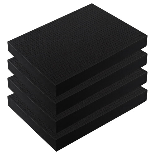 Foam Inserts For Tool And Cases, 4Piece Set, PreCut Grid, ShockAbsorbing, Black Polyurethane