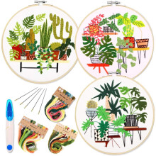 Embroidery Kit with Cross Stitch Techniques, Tools Kit and Instructions Video for Beginners, Stamped Embroidery Kits with Hoop for Personalized