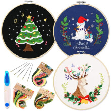 Embroidery Kit with Cross Stitch Techniques, Tools Kit and Instructions Video for Beginners, Stamped Embroidery Kits with Hoop for Personalized