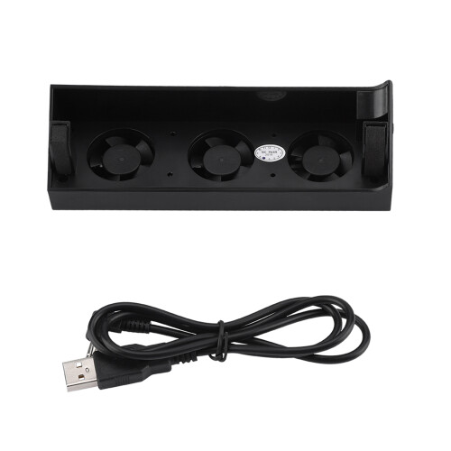 PS4 Cooling Solution With Horizontal 3 Fans Design And Smart Temperature Regulation Quiet Running Ergonomic Frame Space Saving Easy Setup Plug And