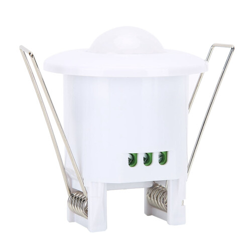 Recessed Installation Infrared Motion Sensor Switch, 360 Degree Detection Range Integrated Circuit Automatic Day Night Detection Adjustable Time Delay 1