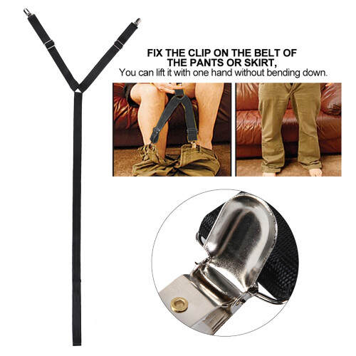 Pants Wearing Helper Belt for Elderly, Pulling Aid, Black, Alloy & Nylon 2
