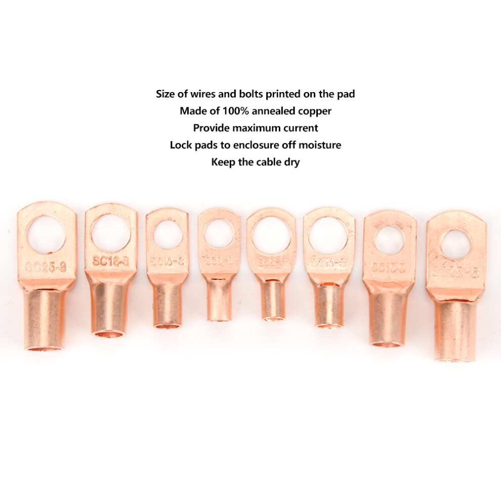 60Pc Tinned Copper Tube Terminal Set, Sc6-6/8, Sc10-6/8, Sc16-6/8, Sc25-6/8 Electrical Wiring Accessories 8751379834537