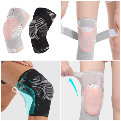 Knee Support Brace with Spring Stabilizers-Gray pink XL 1