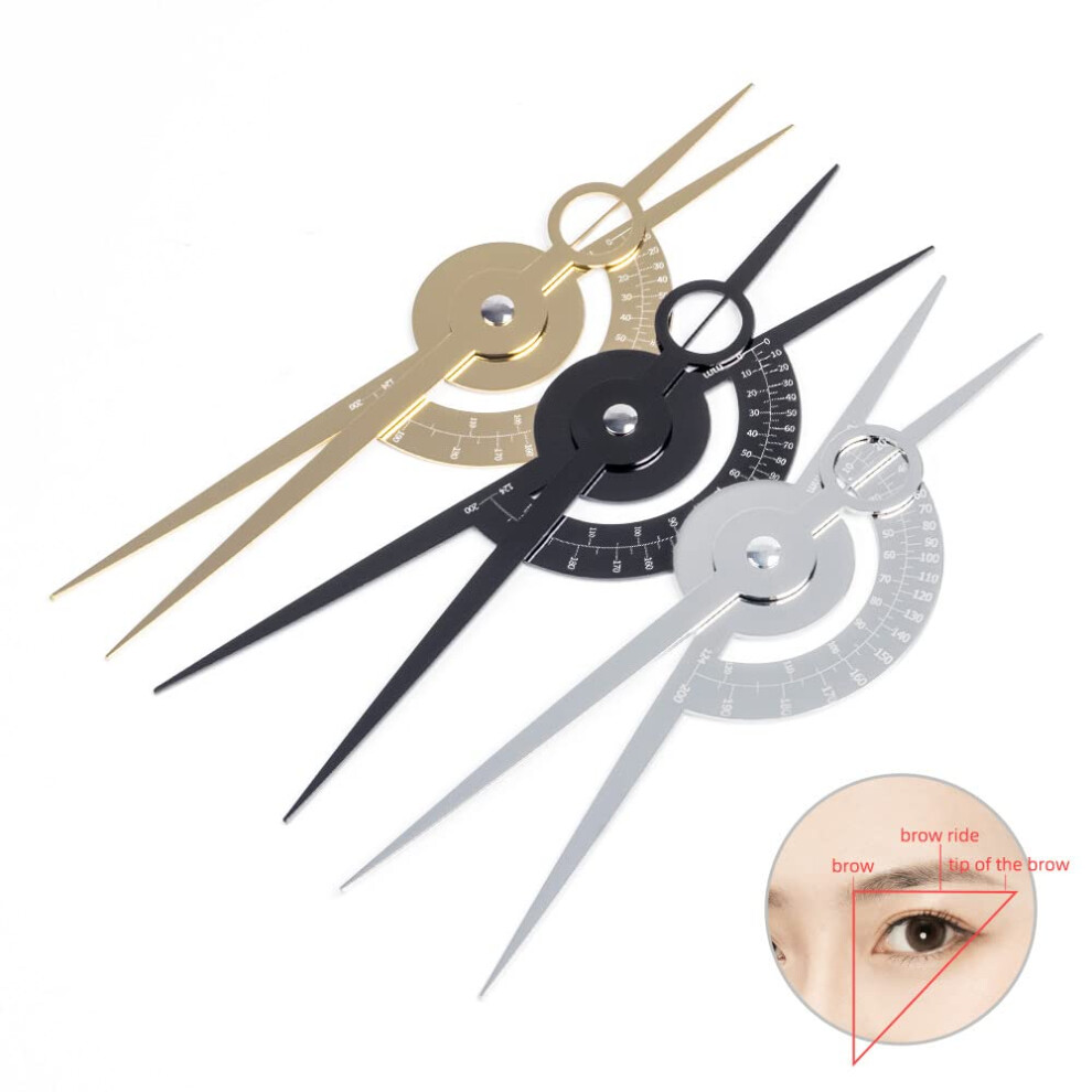 Golden Microblading Eyebrow Ruler With Ratio Caliper, Adjustable Stainless Steel Brow Mapping Tool