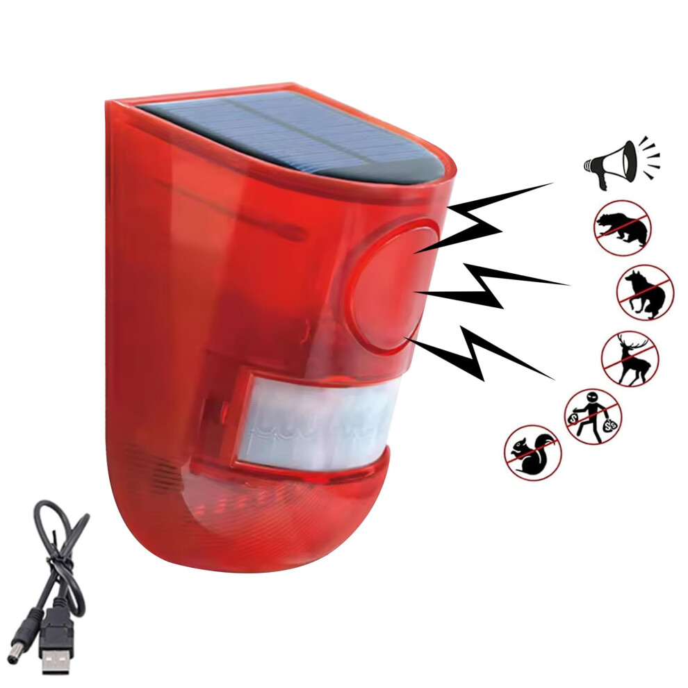 Solar Motion Sensor Alarm With 110Db Siren And Flashing Light, Waterproof Outdoor Security For Farm Villa 9187378022559